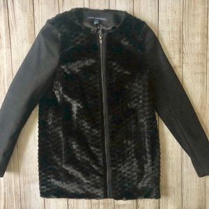 French Connection Black Faux Fur Jacket Size US 0